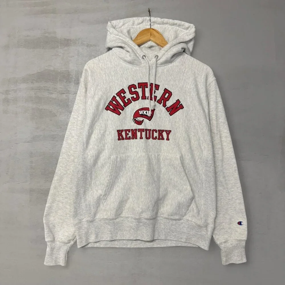 Vintage‎ Western Kentucky Champion Reverse Weave Grey WKU Hoodie medium